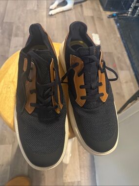 Cole Haan Black and Tan Knit Lace-Up Sneakers